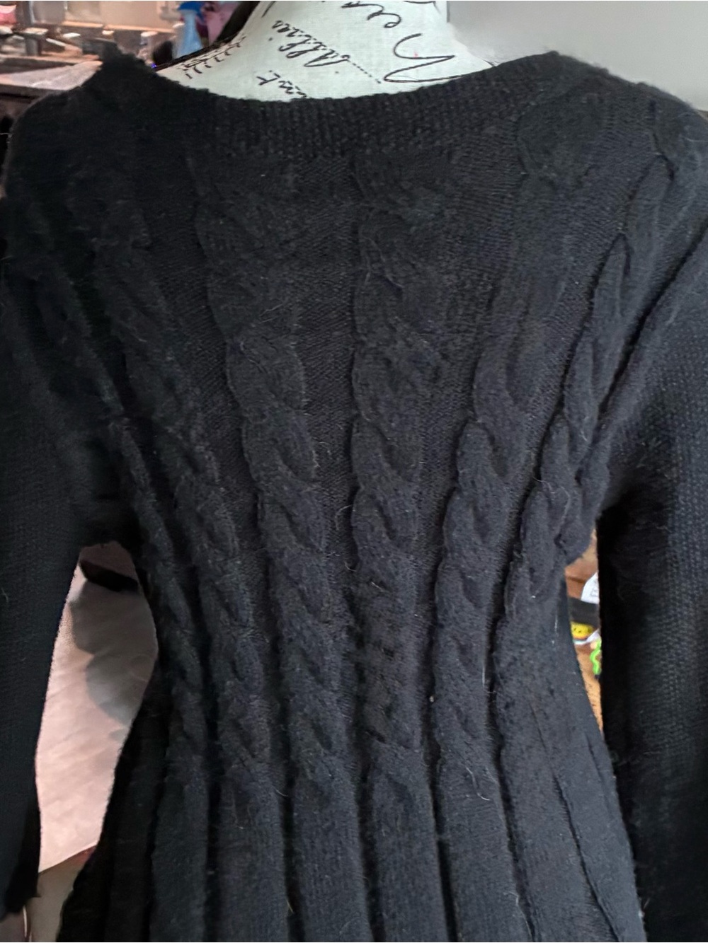 SHEIN Black Cable-Knit Button-Front Cardigan - Picture 2 of 3